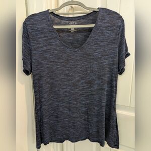 Apt. 9 Black & Blue Heathered Short Sleeve V Neck Relaxed T-Shirt
